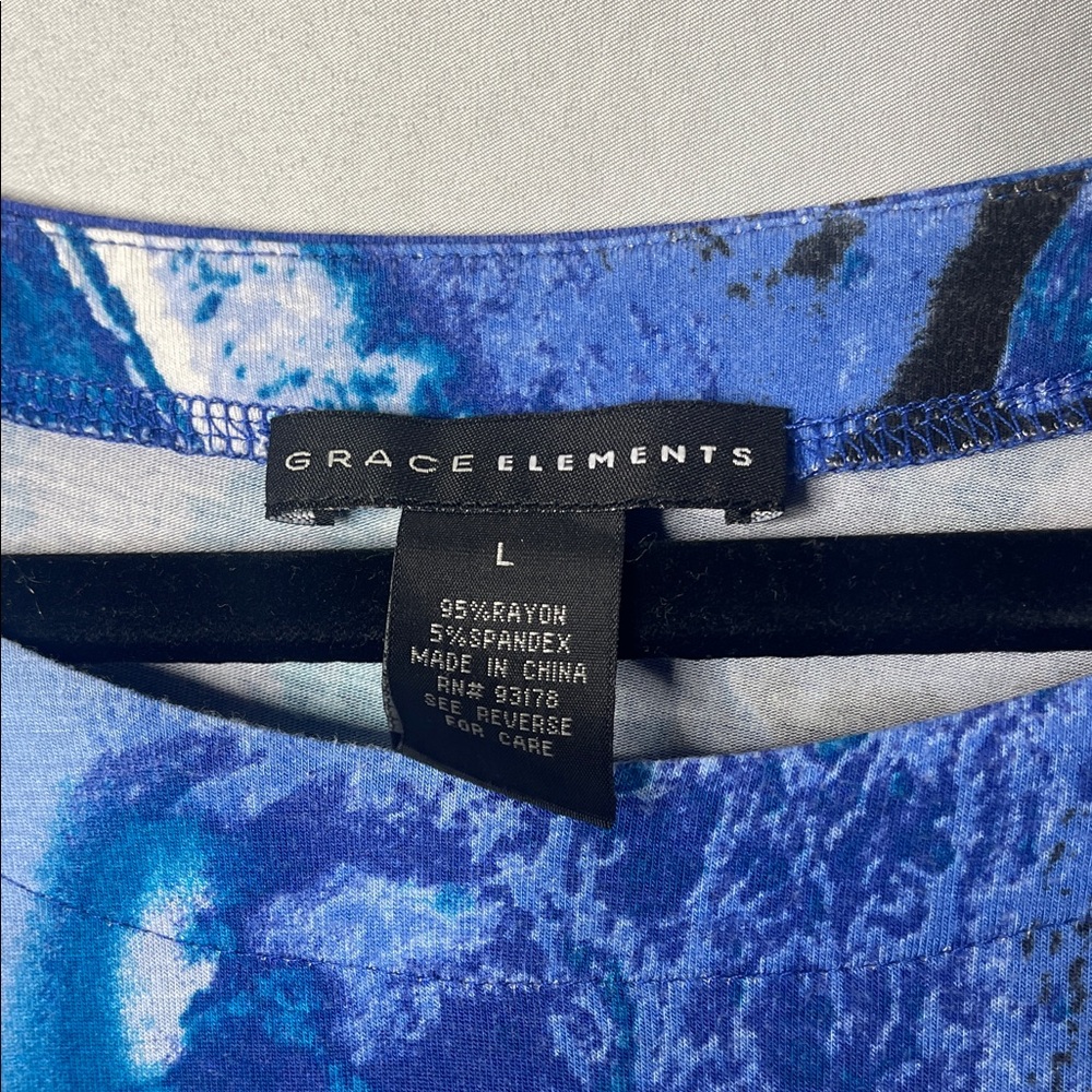 Grace Elements Blue And Black Patterned Top - image 2